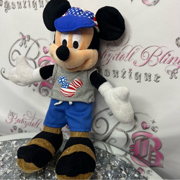Disney Mickey Mouse USA 🇺🇸 hat United States outfit plush teddy bear standable - Picture 7 of 8